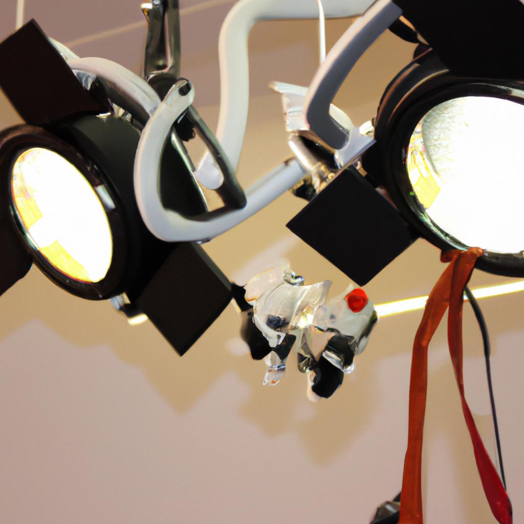 Person operating theater lighting equipment